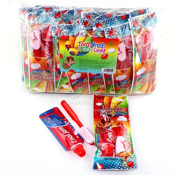 Strawberry Flavor Pressed Candy Toothbrush & Jelly Jam Toothpaste Candy ...