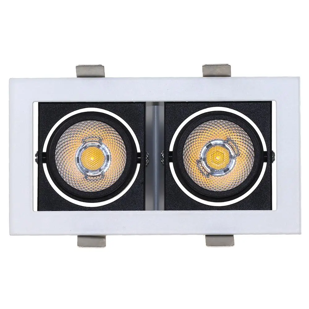 20 Watt 40W 60W Rectangular Square Recessed Ceiling COB Adjustable Twin Double Head LED Downlight Light