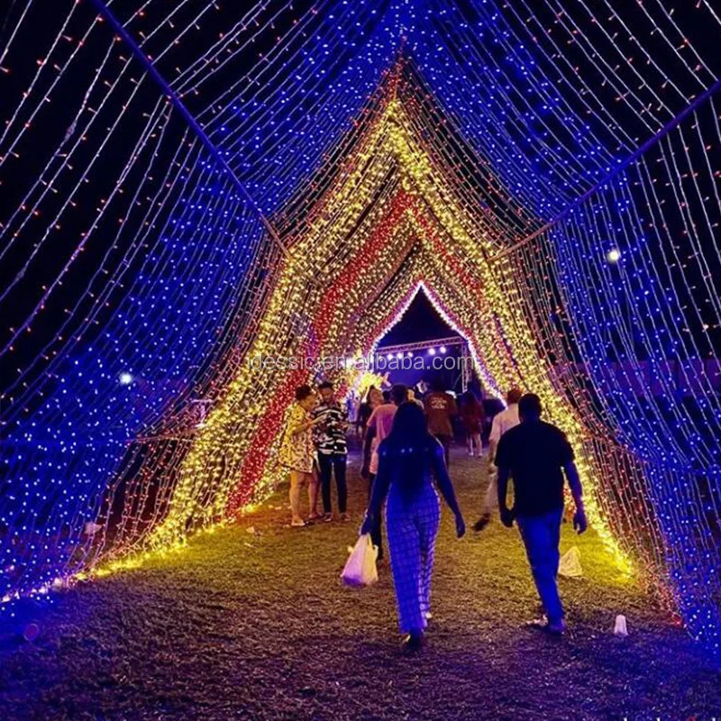 Outdoor Led Trail Of Christmas Lights Tunnel Walk Sculpture For