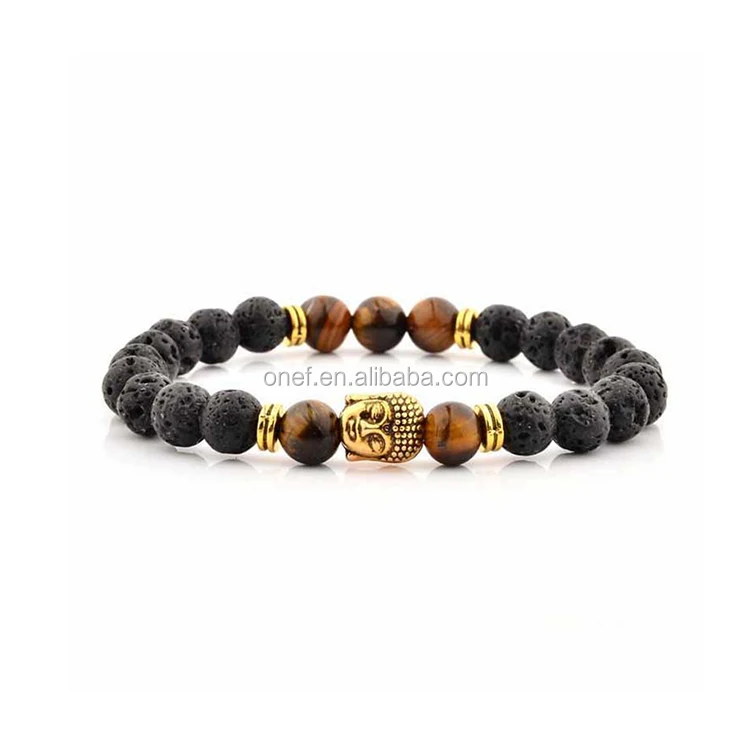 2020 Trendy Black Fashion Panther Head Black Agate Nature Onyx Beads Bracelet for Men.jpg