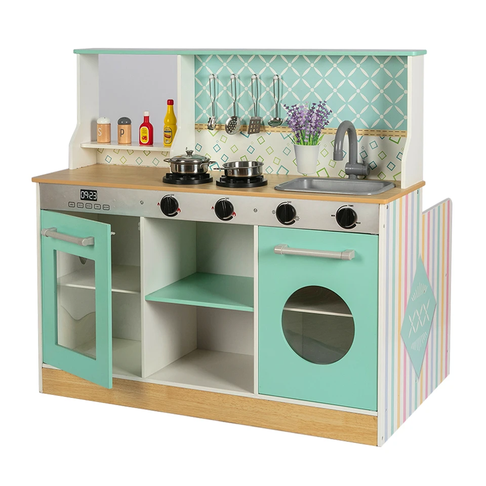 Diner Restaurant - Wooden Diner Play Kitchen Set, Two Play Spaces in One - Best Age 3+