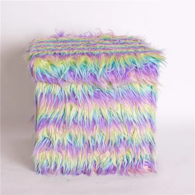 
colorful long fur storage ottoman stool chair ottoman lounge cheap price 