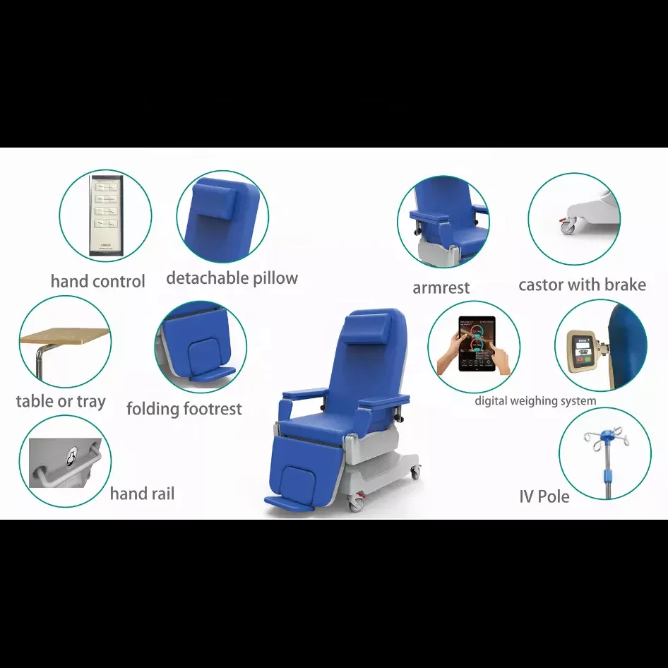 Hospital Electric 3 Motor Double Armrest Pillow Adjustable Chemotherapy