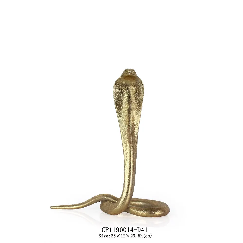 Resin Snake Statue Figurine Animal Sculpture Home Decoration Gold Artificial Europe supplier