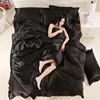 Premium pure colour 4pcs bedding set Home textiles Polyester silk bed set satin with Sheets duvet covers pillows bedding sets
