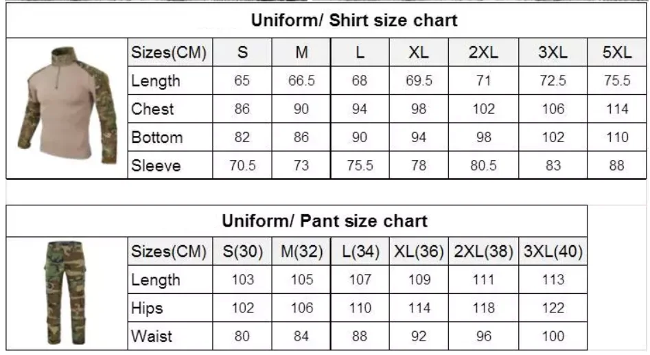 .Army uniform Size chart.png