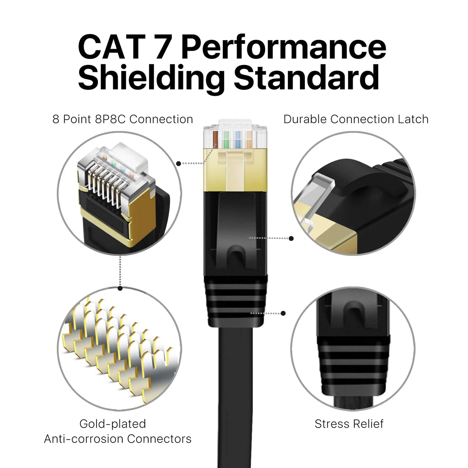 Cat 7 Flat Cable High Speed 10 Gbps 600mhz Cat7 Connector Lan Network Gigabit