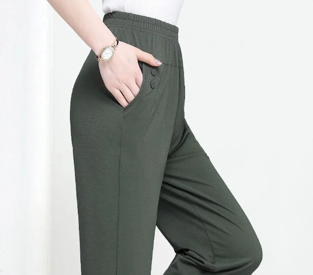 Women Autumn Drawstring White Black Light Brown Grey Long Pants - Buy ...