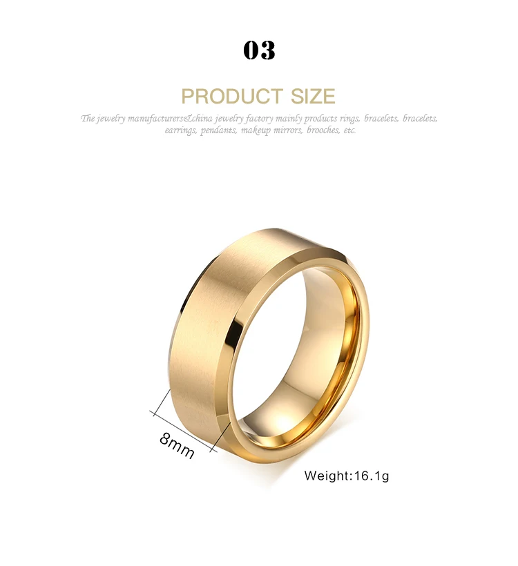 Wholesale Hot Selling Anti-scratch engravable pure tungsten gold men's ring TCR-011