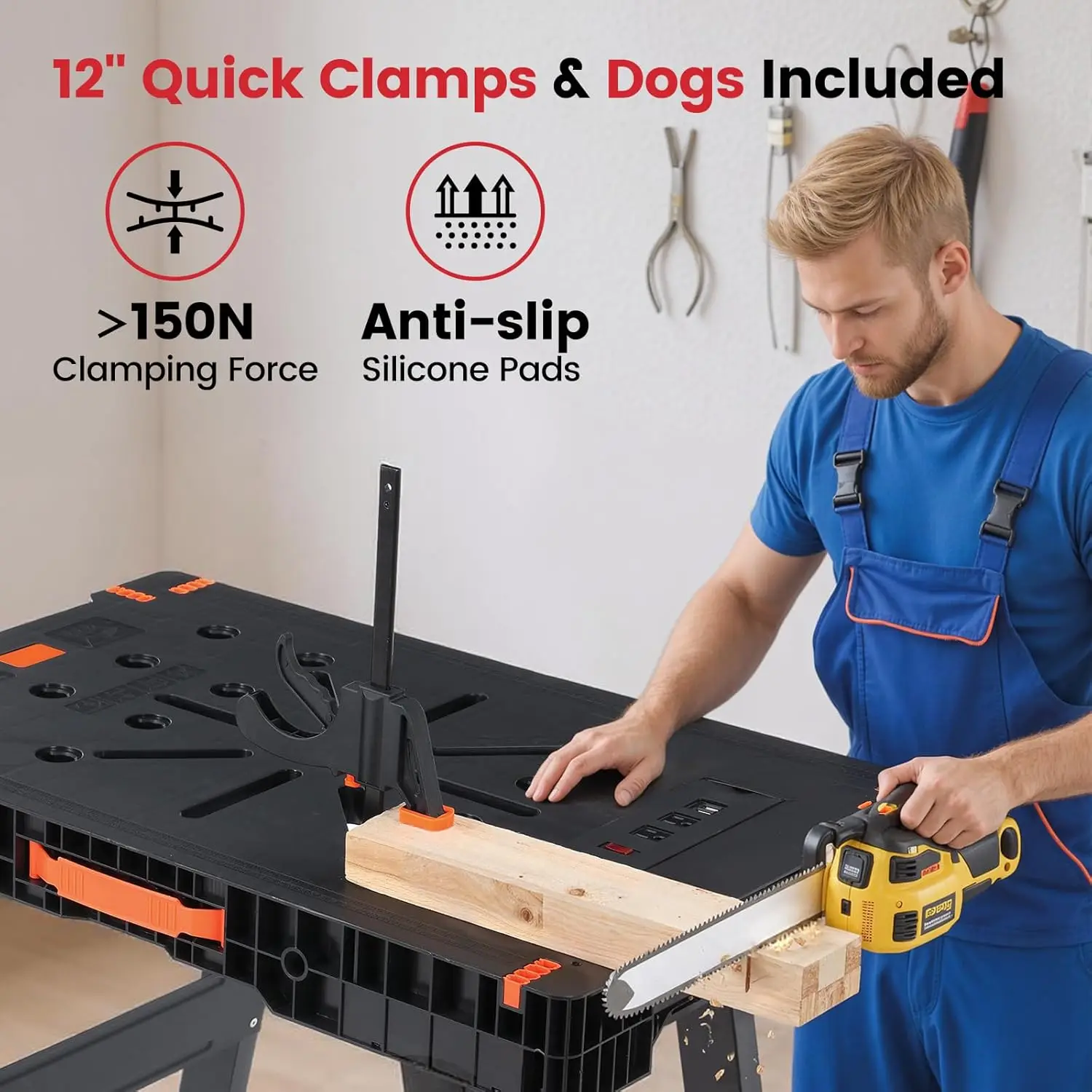 Flippable Workbench Folding Workbench - Durable, Quick Foldable & Collapsible