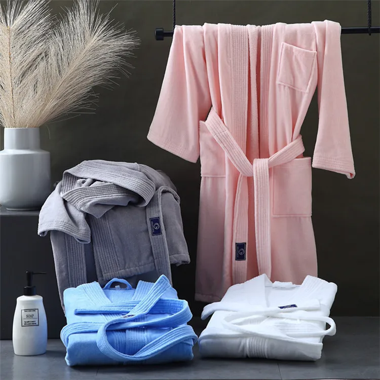 Unisex 100% Cotton Hotel SPA Cut pile bathrobe details