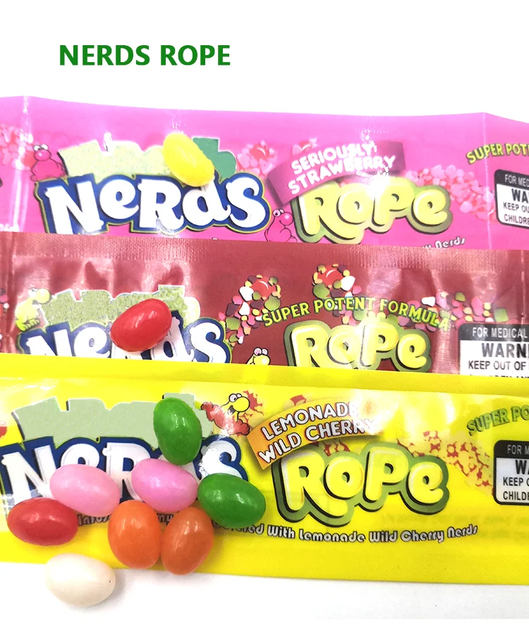 in stock nerds rope gummies bags three edge sealing candy bags