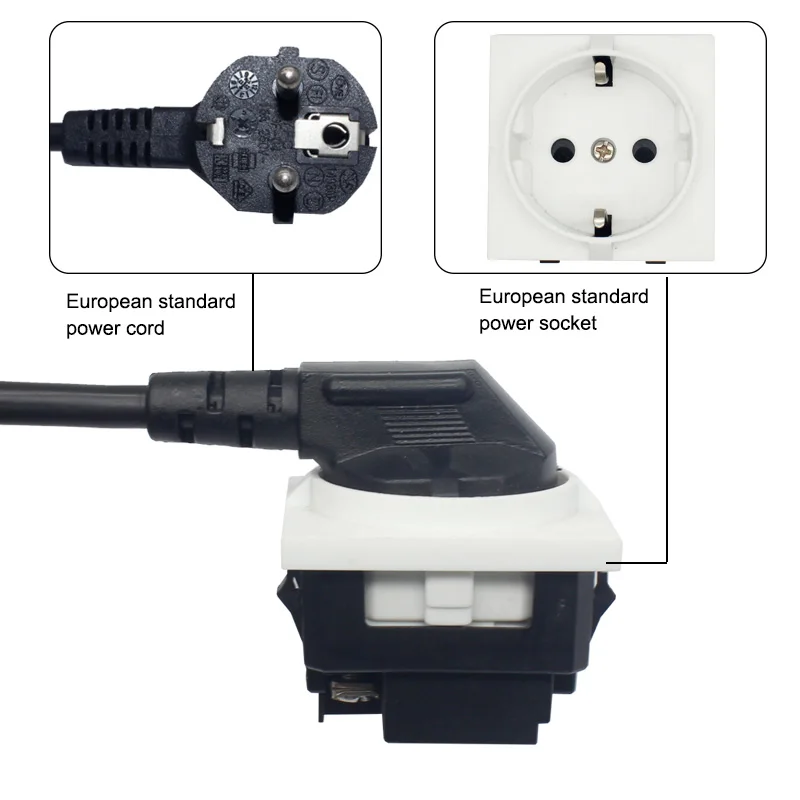 Eurocode Germany 3 Pin Ac Outlet Wall Socket Adapter Plug Connector