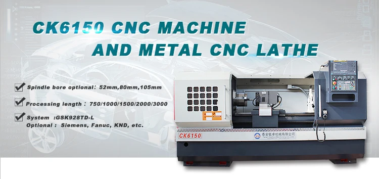 CK6150 Flat Bed Metal Machining Horizontal CNC Lathe Machine