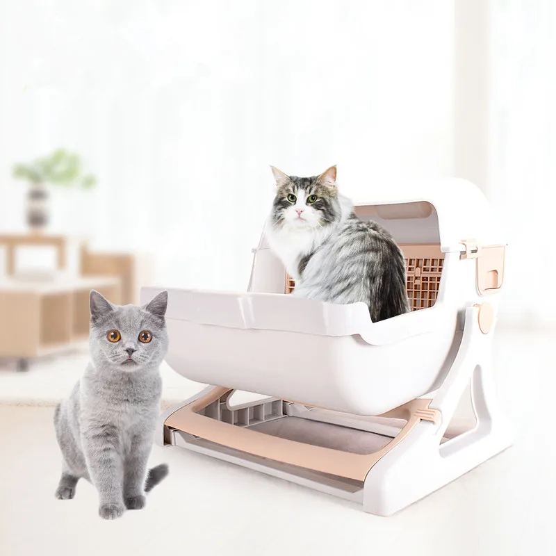 Reversable Semi Automatic Foldable Cat Litter Box Easy To Assemble