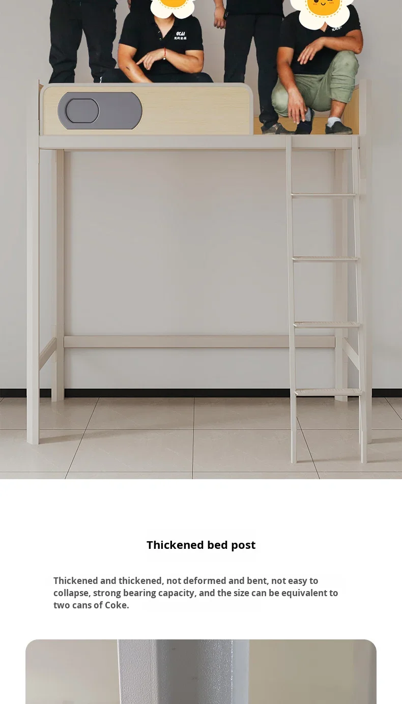 product dormitory queen size good quality loft bed hostel adult metal iron frame bunk beds with stairs for school use-7