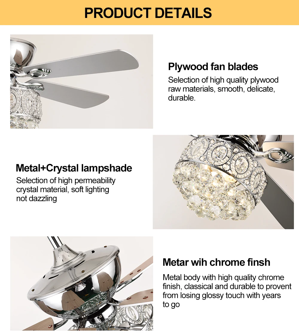 Ceiling Luxury Ceiling Fan, 110-240V, Metal - detail 10