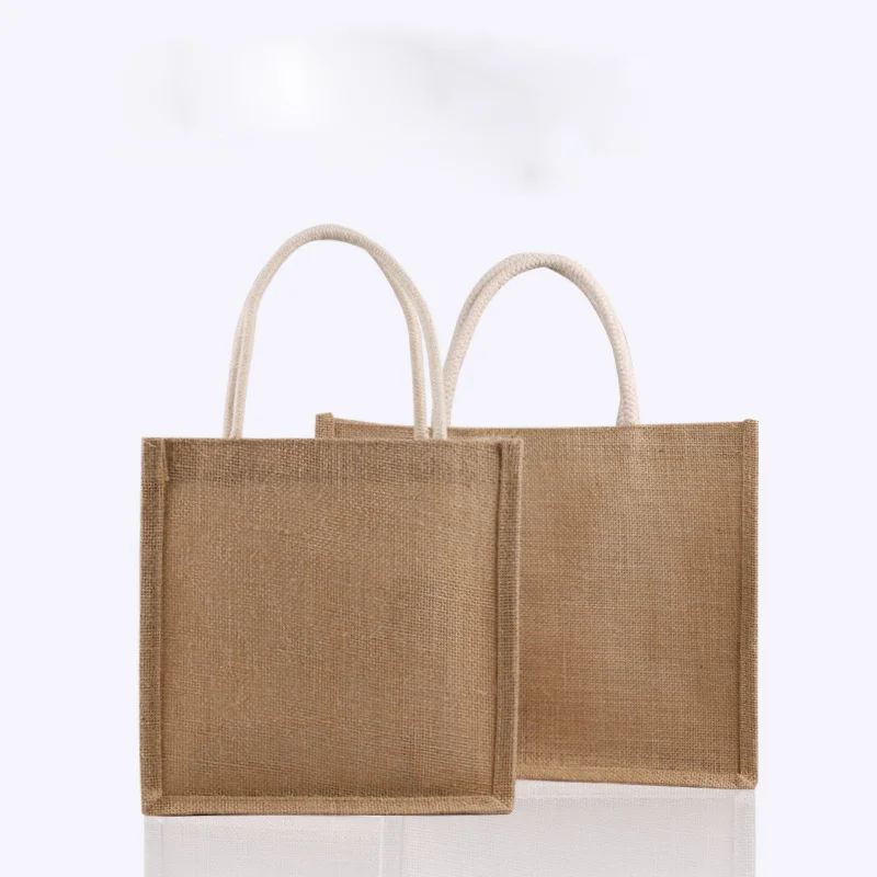 Custom Eco Friendly Tote Plain Hemp Shopping Bags Covered With Canvas