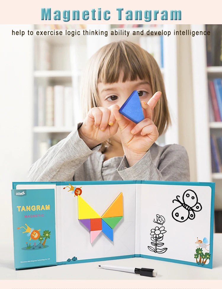 UCMD Kids Educational Toys Puzzle Games Magnetic Tangram for Children