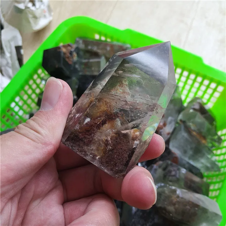 Natural Green ghost Quartz Crystal stone pillars Energy healing stone KAI Japan 