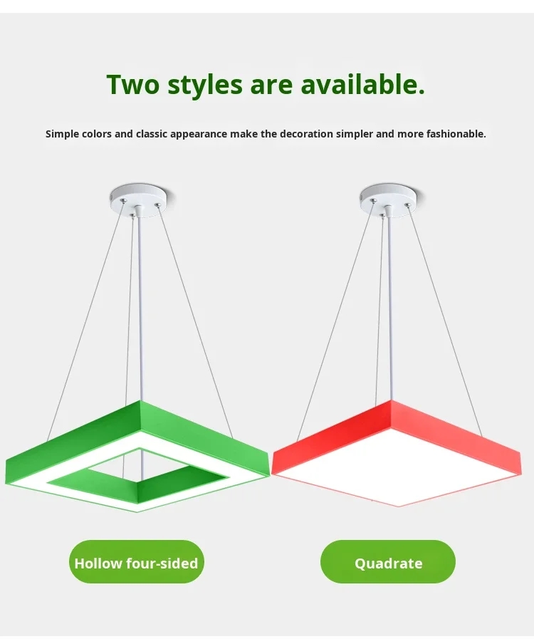 product color led square pendant light for gyms shopping malls supermarkets kindergartens industrial style creative shape lamp-0