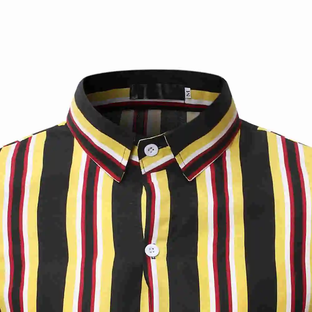 New Arrival Cheap Stylish Yellow White Vertical Striped Slim Fit Plus