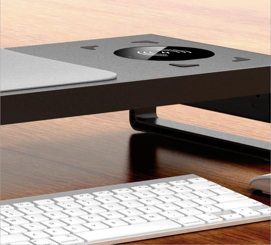 Aluminum Alloy Pc Monitor Laptop Desk Stand Riser With Usb Hub Charger