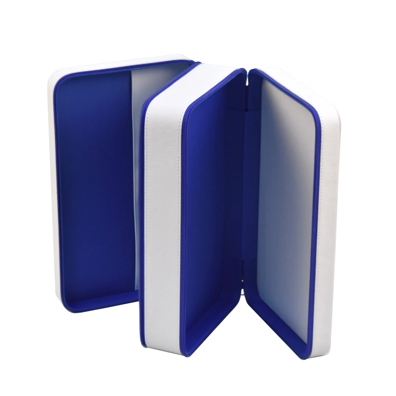 Custom double-layer portable zipped leather jewelry storaging box with handle