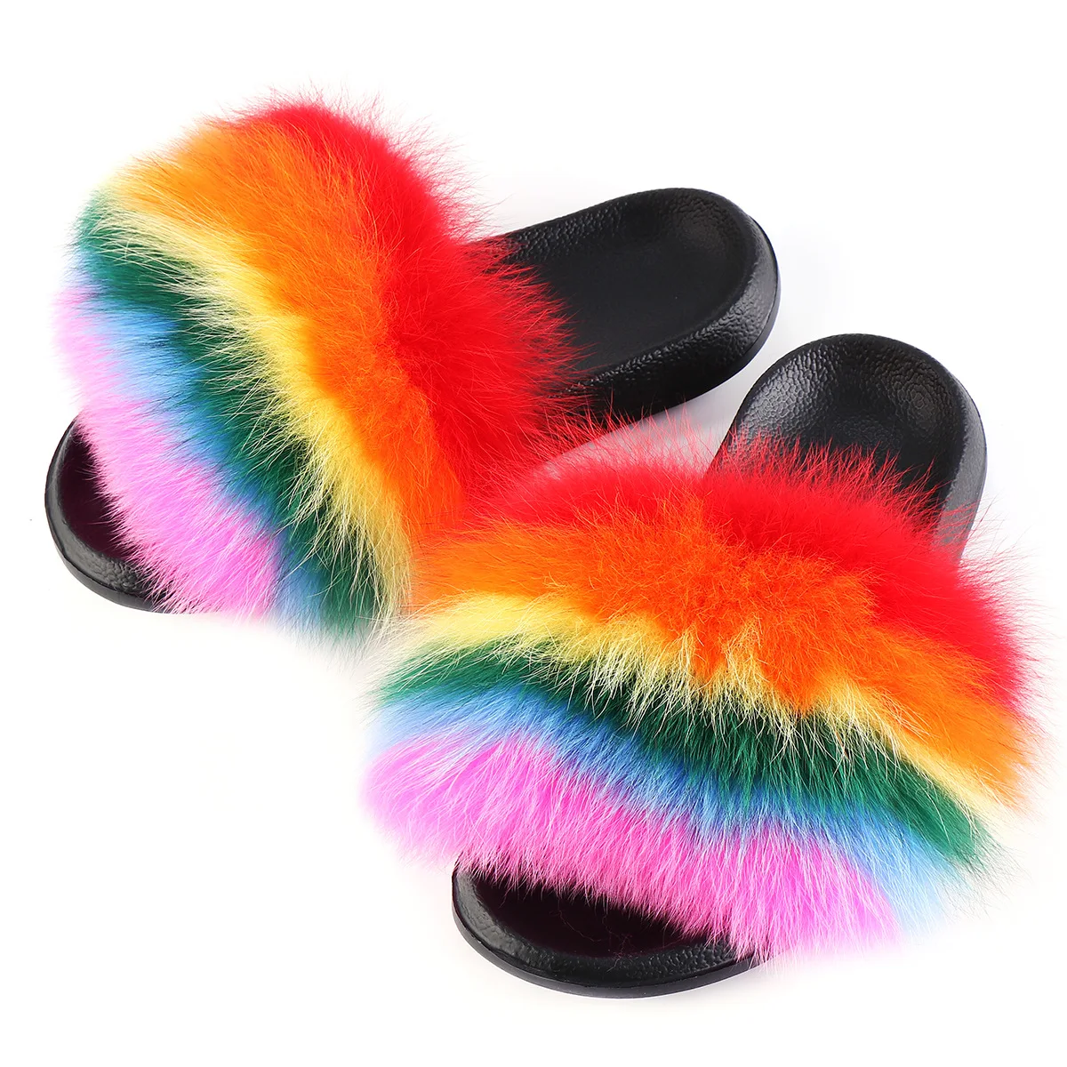 Wholesale Retro Color Furry Eva Slipper Woman Fur Sandal Fancy