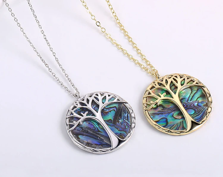 product-BEYALY-New Design Abalone Shell Necklace Hot Jewelry, Round Tree Of Life Necklace-img