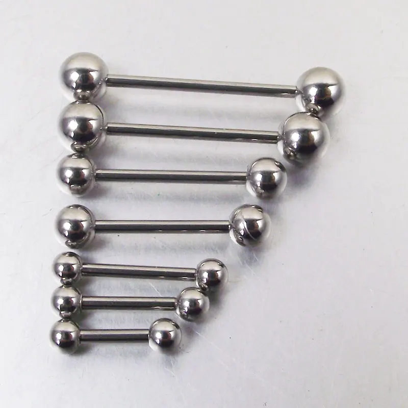 SCERRING 20PCS 16G 14G Stainless Steel Externally Threaded Nipple Tongue Industrial Cartilage Earring Bar Barbell Rings Piercing Retainer 12-22mm
