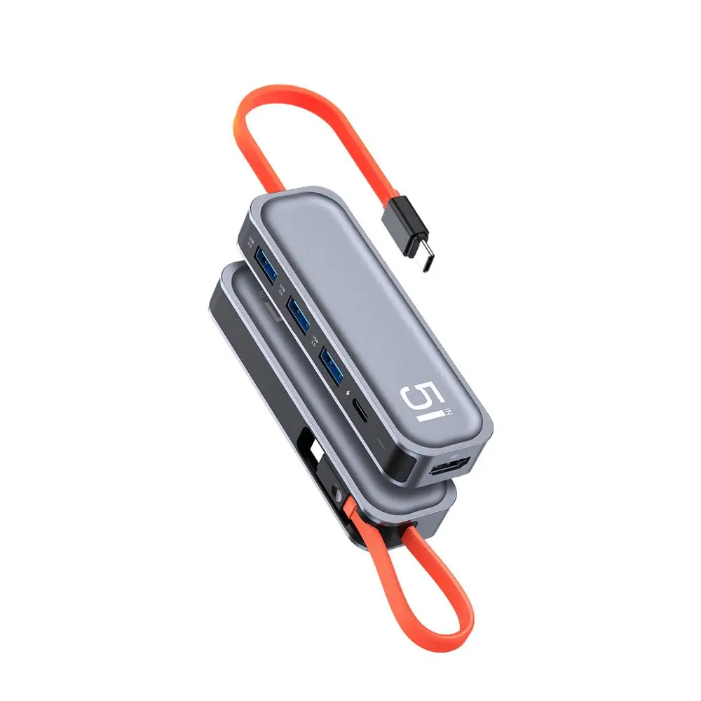 ROCK 5 in 1 per il Tipo-C a PD Multi-funzione di Docking Station USB 3.0 HUB SD Card lettore di Adattatore 5Gbps 4K Video Converter - ANKUX Tech Co., Ltd