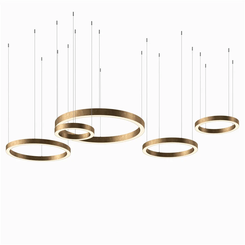 Modern round gold stainless steel acrylic project home decor Pendant lamp Chandelier