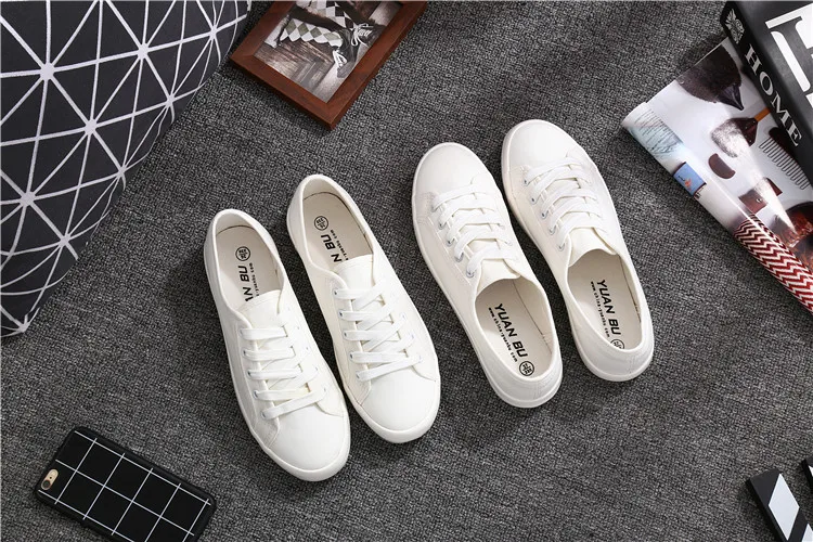 Free Shipping Simple Design Plain White Students Canvas Shoes Cheap