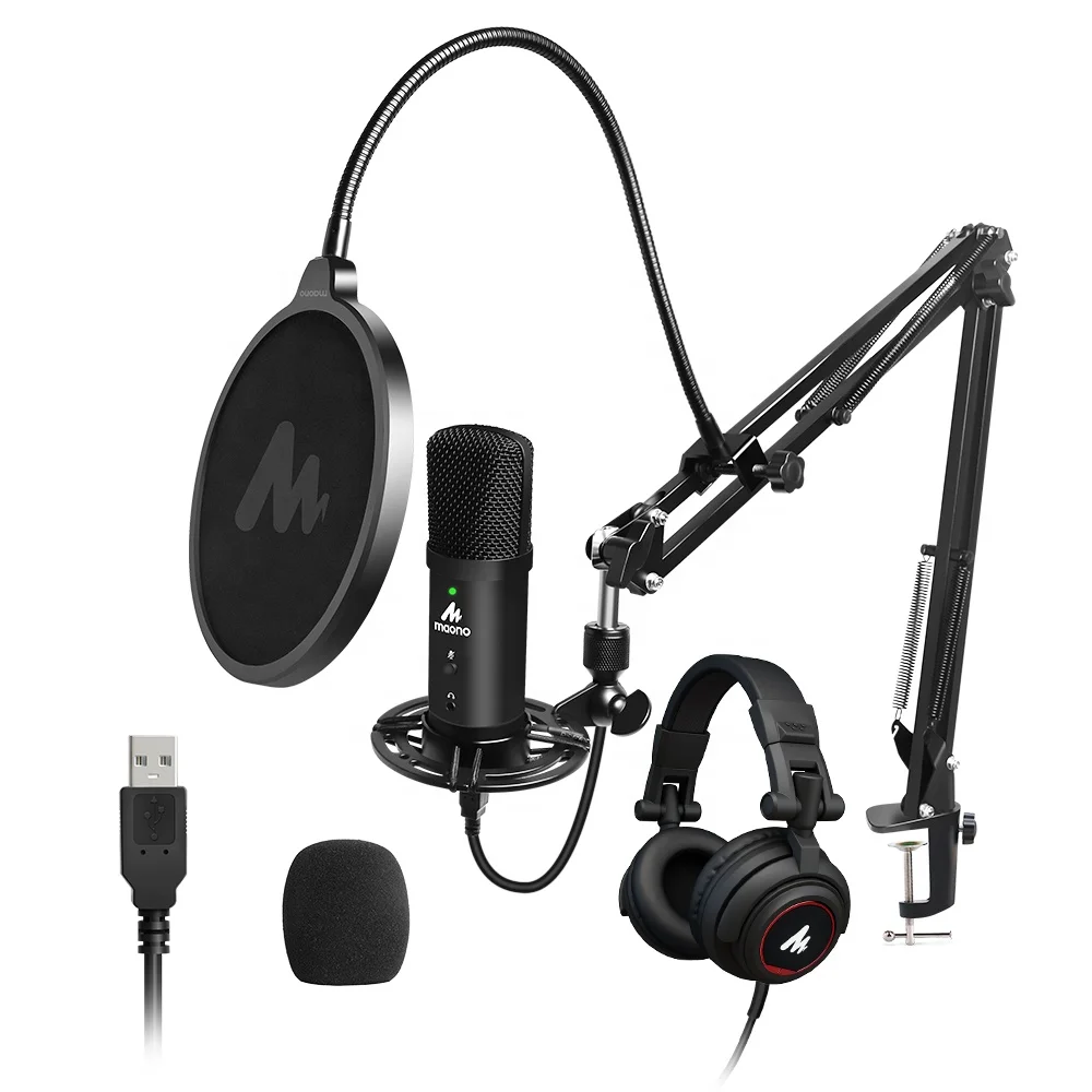 MAONO Recording Microphone with Monitorable Condenser USB Microphone Set for Podcasting LIVE Streaming