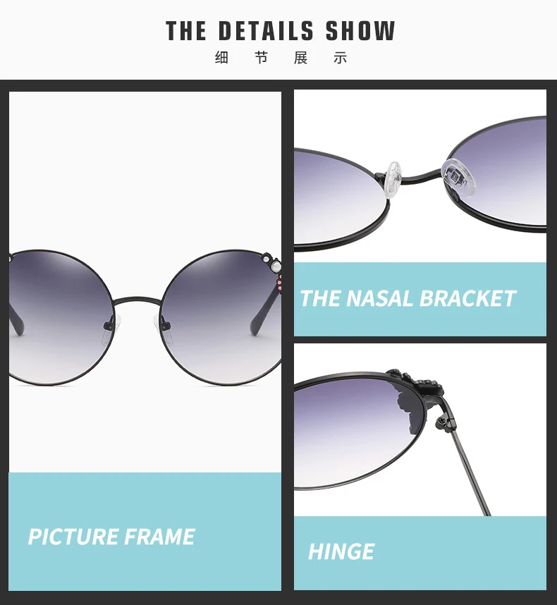2019 Fashion Oval Metal Frame Pearl Decoration Female Women Sunglasses