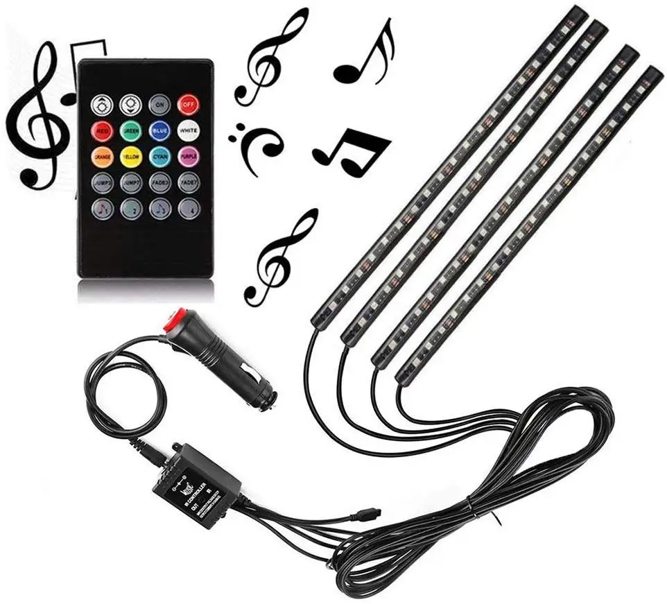 Car LED Strip Light CAR Multi-color Car Interior Lights Under Lighting  Kit with Multi-Mode Change and Wireless Remote Control