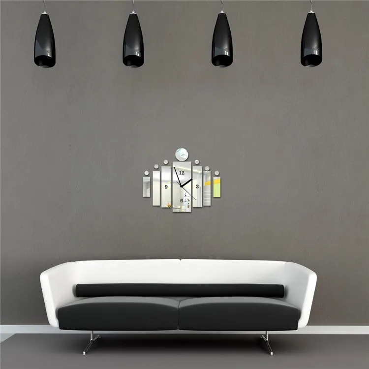 Horloge murale créative en forme de miroir, 3d acrylique, Diy, silencieuse, pour salon, bon marché