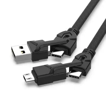 Multifunctional four in one plastic casing nylon cord multi charger c-type PD fast charging usb cable for android type c micro - ANKUX.COM