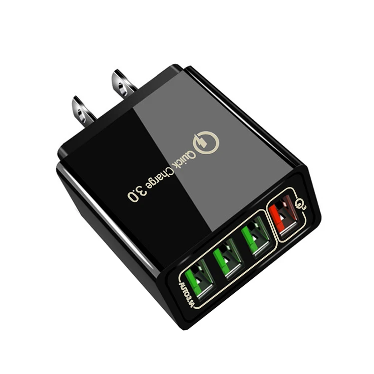 
2020 Universal Fast Charge QC3.0 EU US UK Plug 4 USB Ports Wall Charger for Mobile Phone 