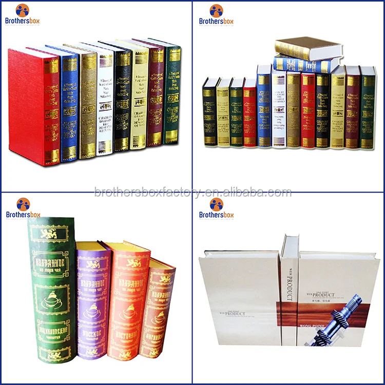 Wholesale packaging boxes gift box book shaped box cheap high quality decorative Fake book with hot stamping