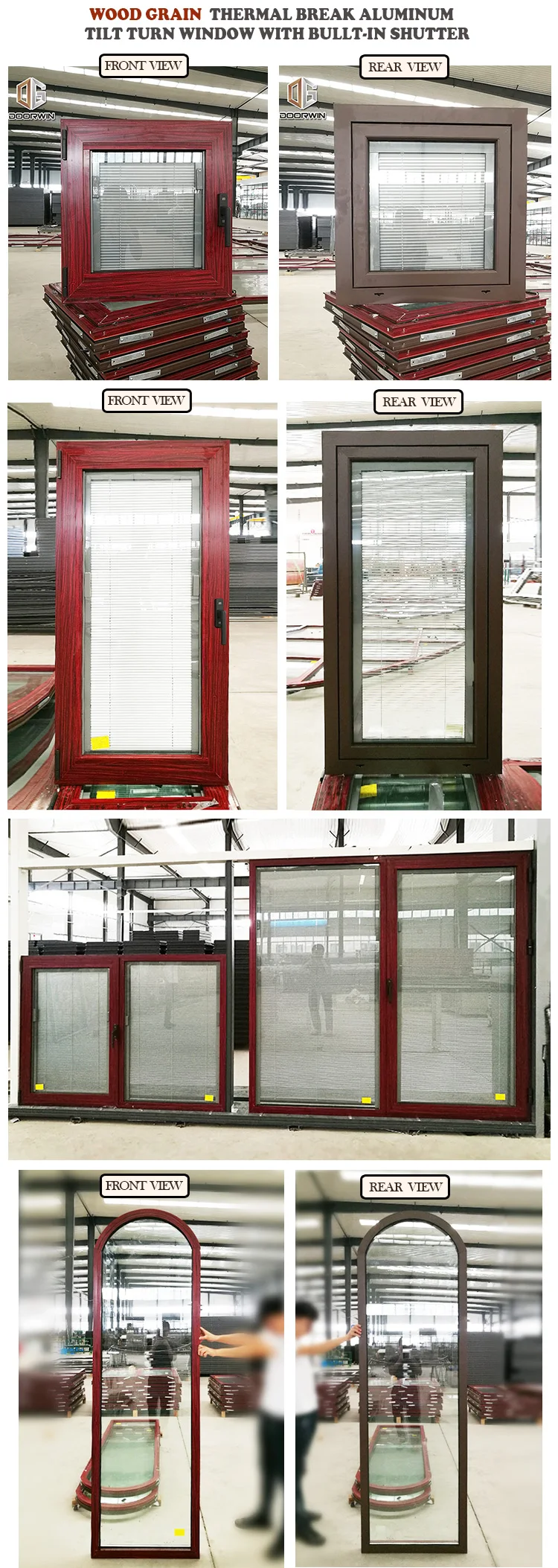 China Manufactory double toughened aluminum tilt and turn window double pane thermal break aluminum windows