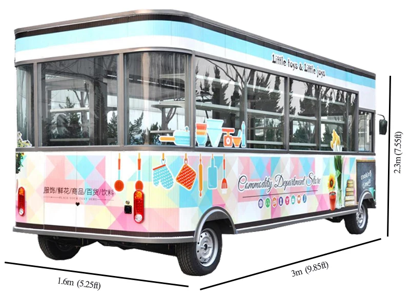 Outdoor Cotton Candy Food Truck Mobile Bbq Food Cart Long Electric Food