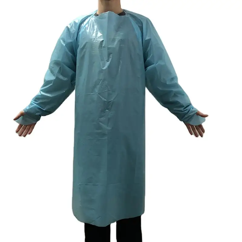 
Disposable CPE gowns disposable cpe plastic apron with thumb holes 