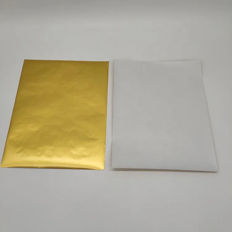 Custom printed gold foil with paper backing for chocolate bar wrapping