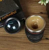 Double Wall 3d Insulated Stainless Steel Camera Lens Self Stirring Cup Automatic coffee mixing mug