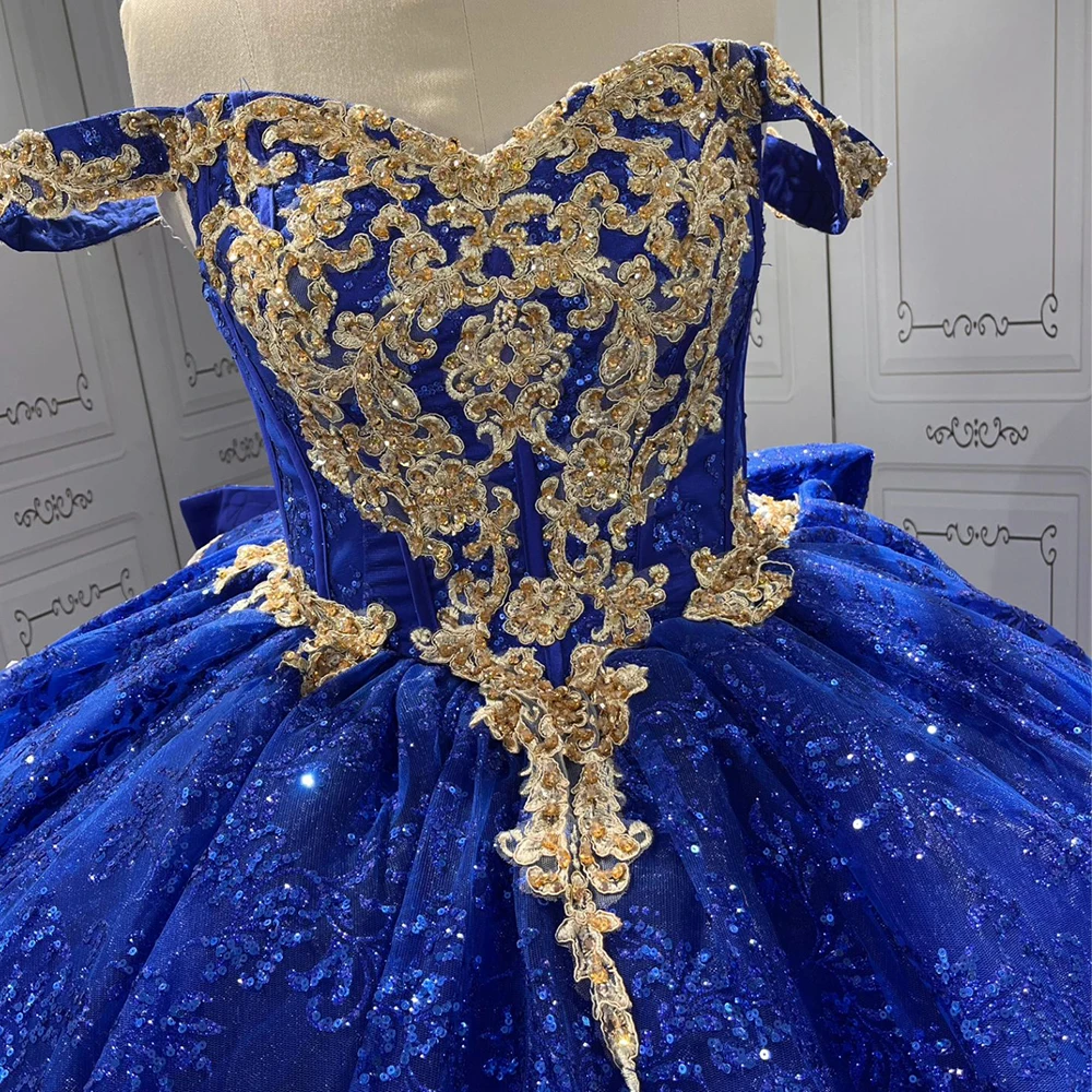 sweet 16 dresses royal blue and gold Royal Blue Halter Tulle Quinceanera Dresses, Elegant Ball Gown Prom Dresses, Sweet 16 Prom Dress