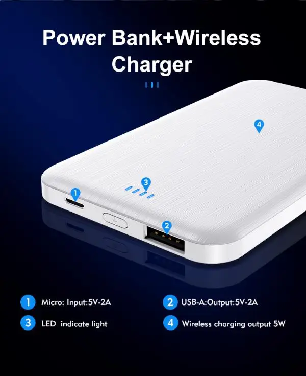 15W 20W 2 in 1 portable magnetic wireless charger power bank ultra-thin qi wireless charging powerbank for i Phone12 Samsung - ANKUX.COM