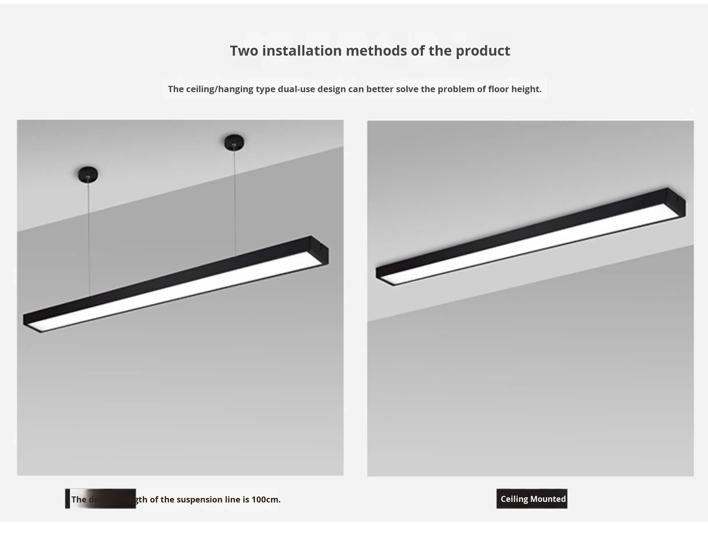 product industrial style office pendant light with led strip for gym shop commercial spaces square design-3