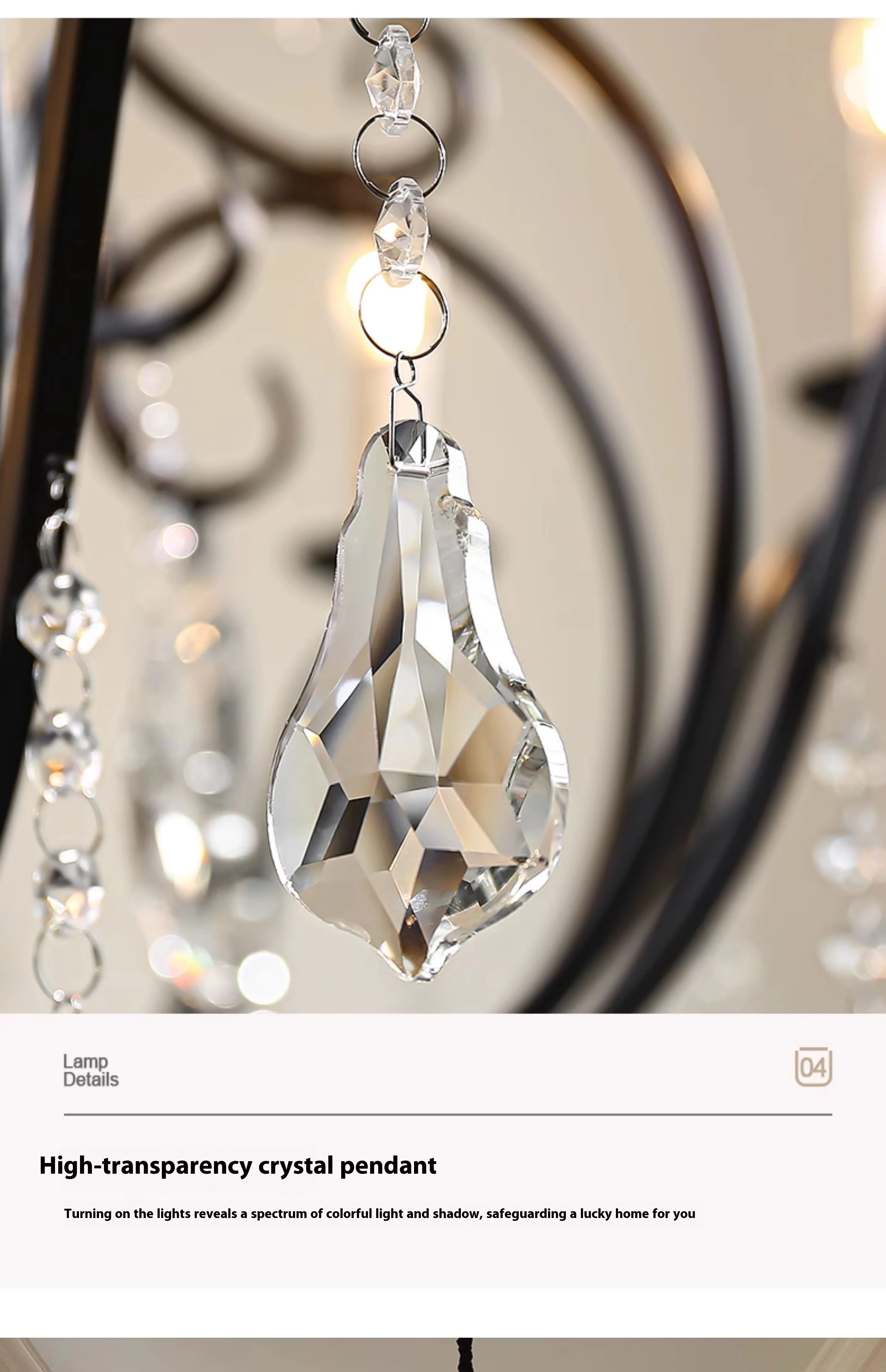 product large vintage retro brass black metal crystal chandelier customized home decor pendant light-22